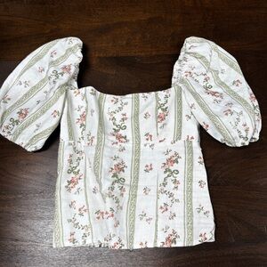 Reformation Arincini White Floral Top